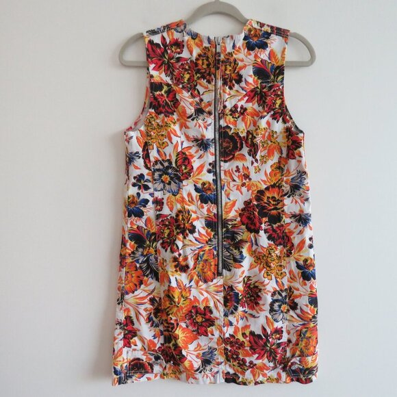 MSGM MILANO Bright Floral Denim Shift Mini Dress Maximalist Abstract Summer - Picture 3 of 16